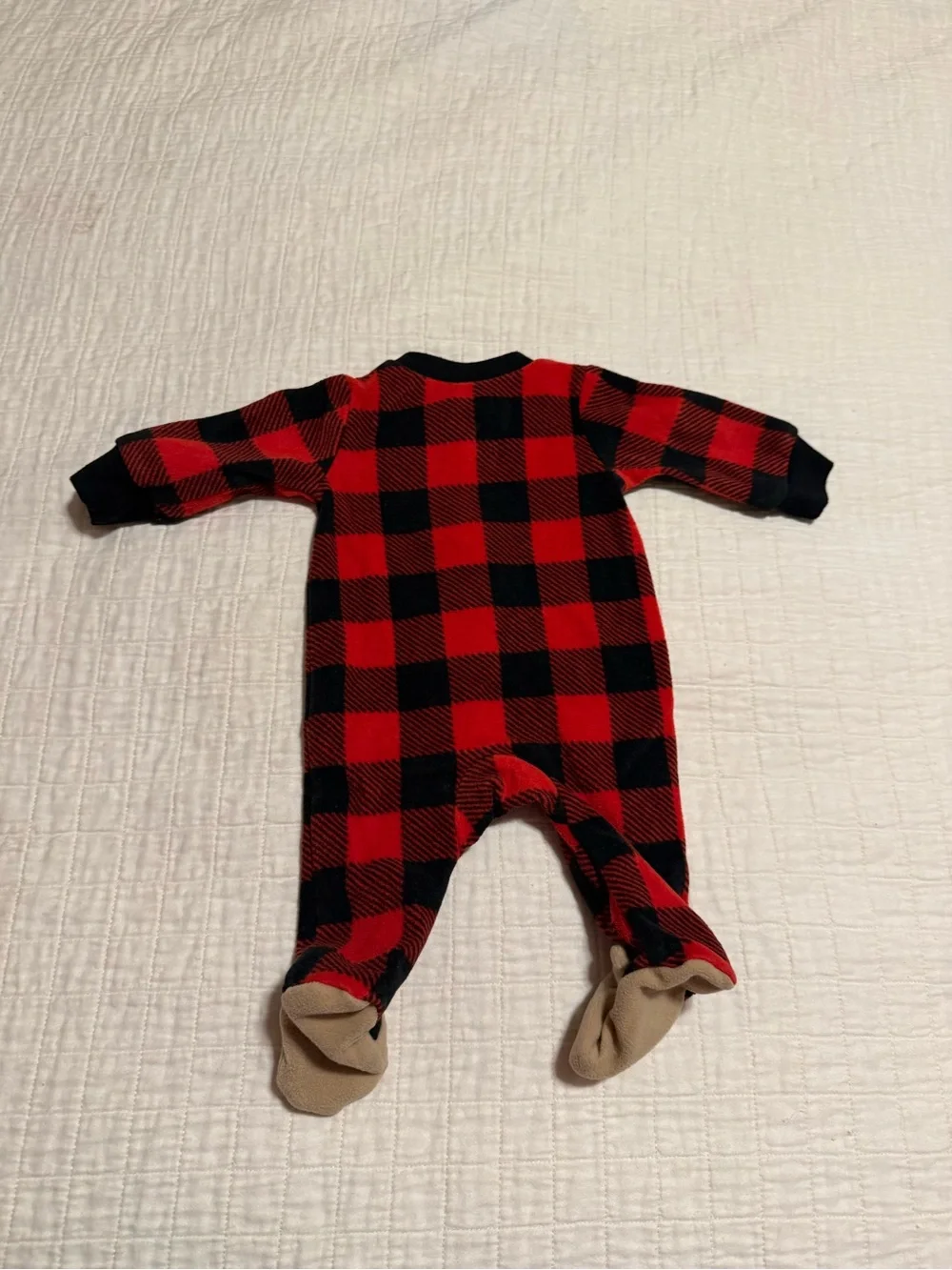 Red and Black Buffalo Plaid Footed One-Piece Pajamas size newborn